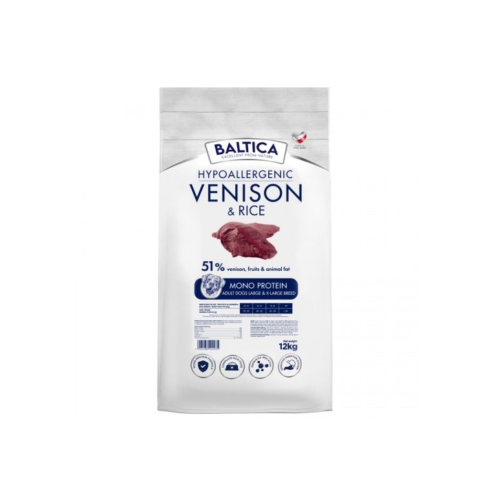 BALTICA Nutraceutic Hypoallergenic Large and X-Large breeds Cervo con riso - cibo secco per cani - 12kg
