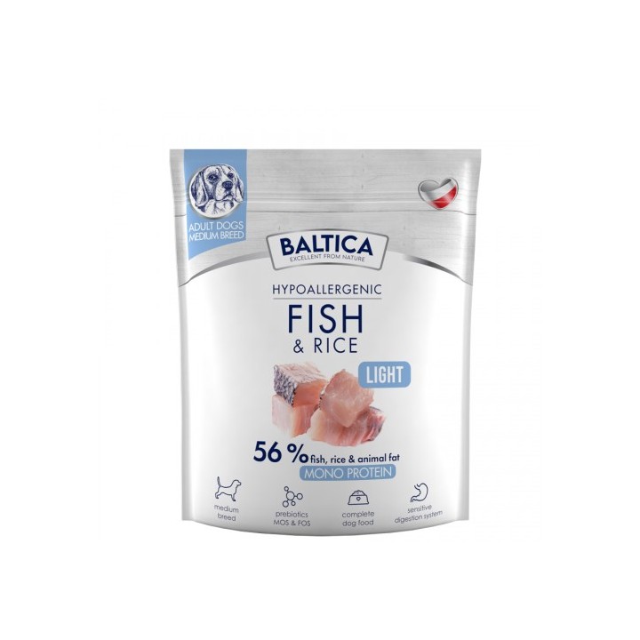 BALTICA Nutraceutic ipoallergenico light M pesce con riso - cibo secco per cani - 1kg