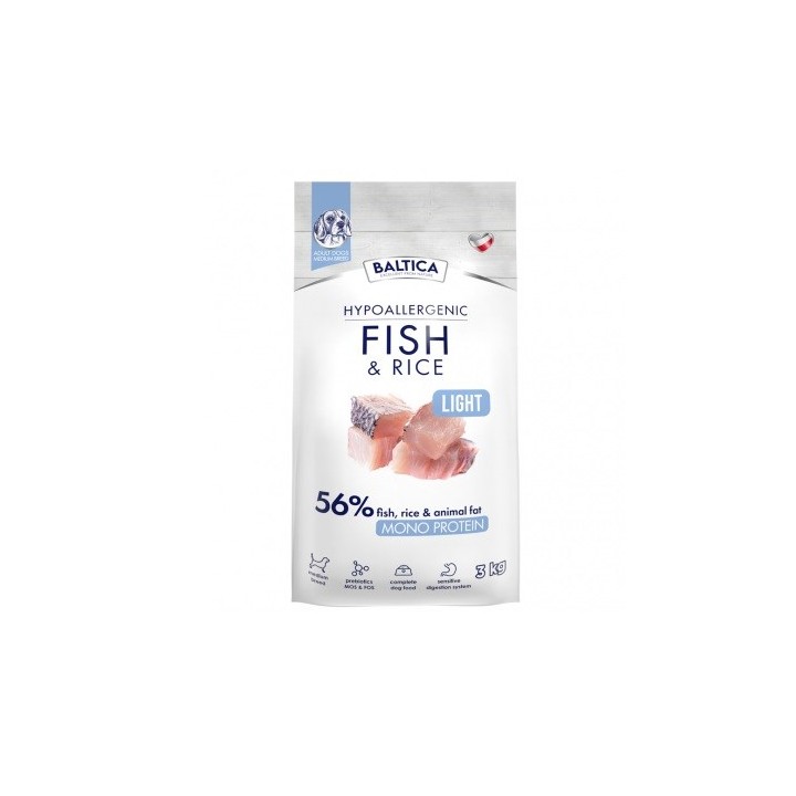 BALTICA Nutraceutic Hypoallergenic Light M Pesce con riso - cibo secco per cani - 3kg