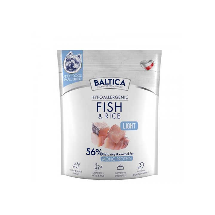 BALTICA Nutraceutic Hypoallergenic Light S Pesce con riso - cibo secco per cani - 1kg