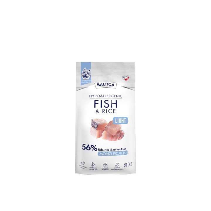 BALTICA Nutraceutic Hypoallergenic Light S Pesce con riso - cibo secco per cani - 3kg