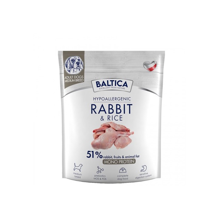 BALTICA Nutraceutic Hypoallergenic M Coniglio con riso - cibo secco per cani - 1kg