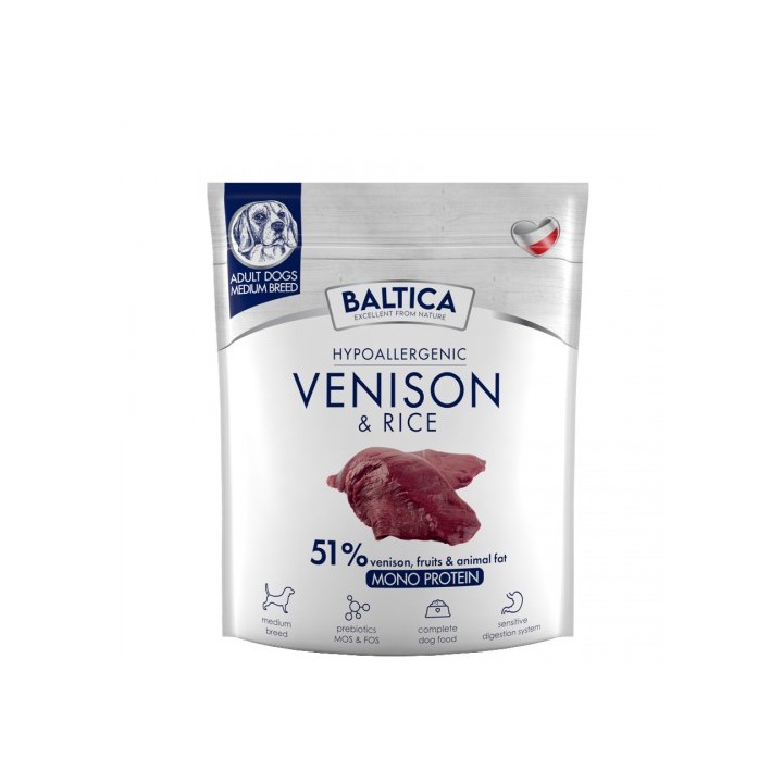BALTICA Nutraceutic Hypoallergenic Medium breeds Cervo con riso - cibo secco per cani - 1kg