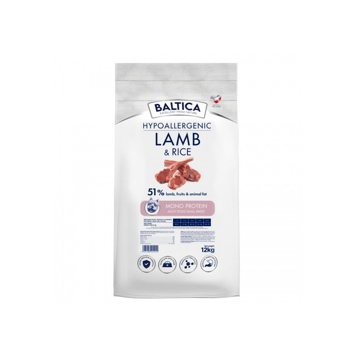 BALTICA Nutraceutic Hypoallergenic S Agnello con riso - cibo secco per cani - 12kg