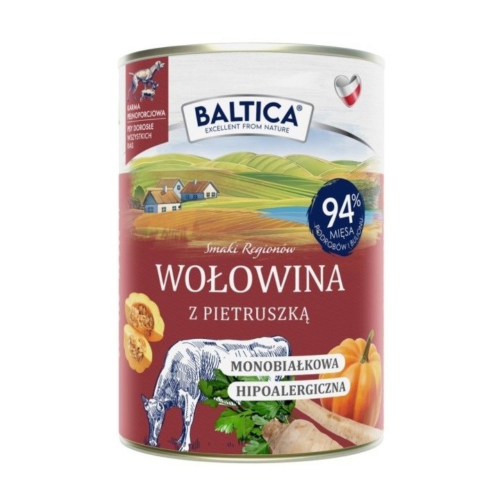 BALTICA Smaki regionów Manzo con prezzemolo - cibo umido per cani - 400g