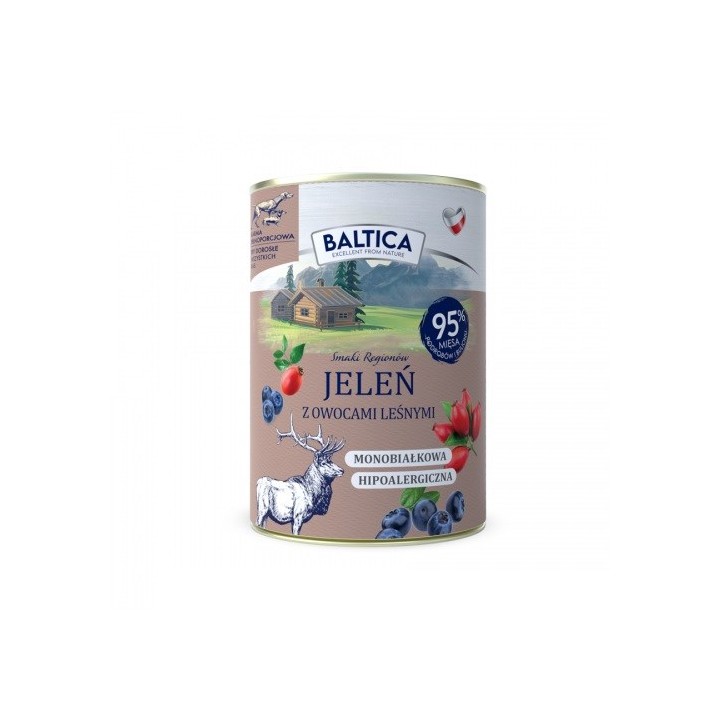 BALTICA Smaki regionów Cervo con frutti di bosco - cibo umido per cani - 400g