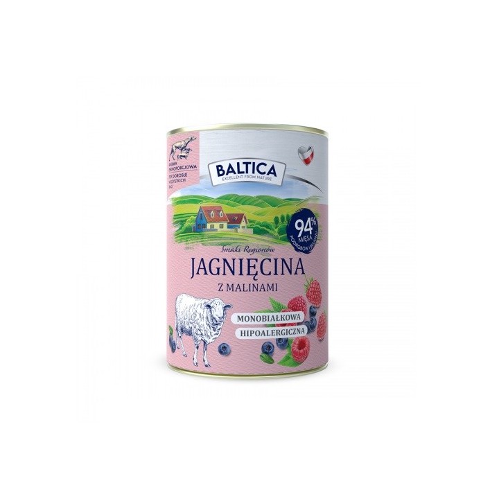 BALTICA Smaki regionów Agnello con lamponi - cibo umido per cani - 400g