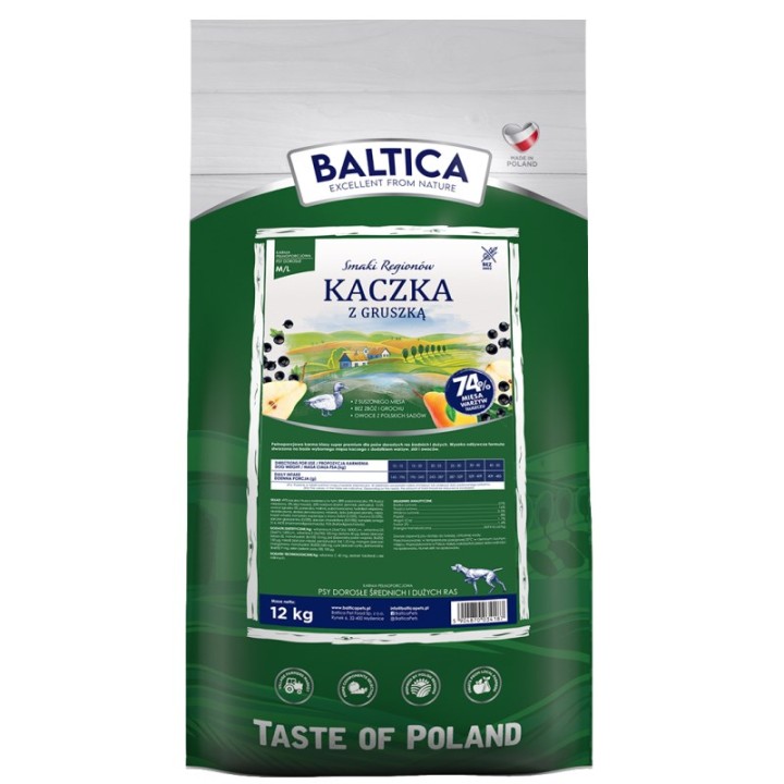 BALTICA Smaki regionów Razze medie e grandi Anatra con pera - cibo secco cani - 12kg