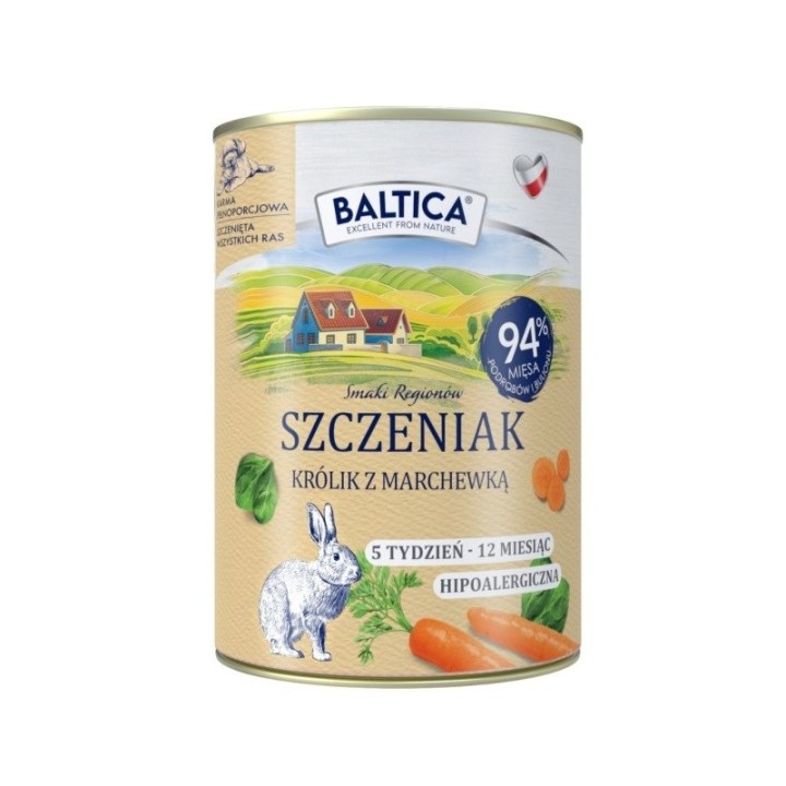 BALTICA Smaki regionów Puppy Coniglio con carota - cibo umido per cani - 400g