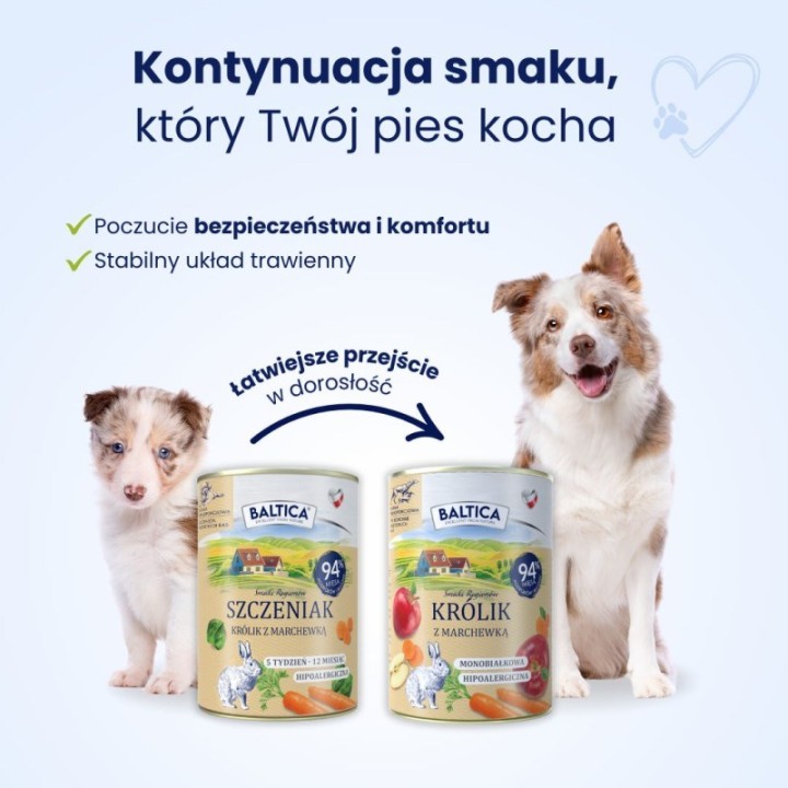 BALTICA Smaki regionów Puppy Coniglio con carota - cibo umido per cani - 400g