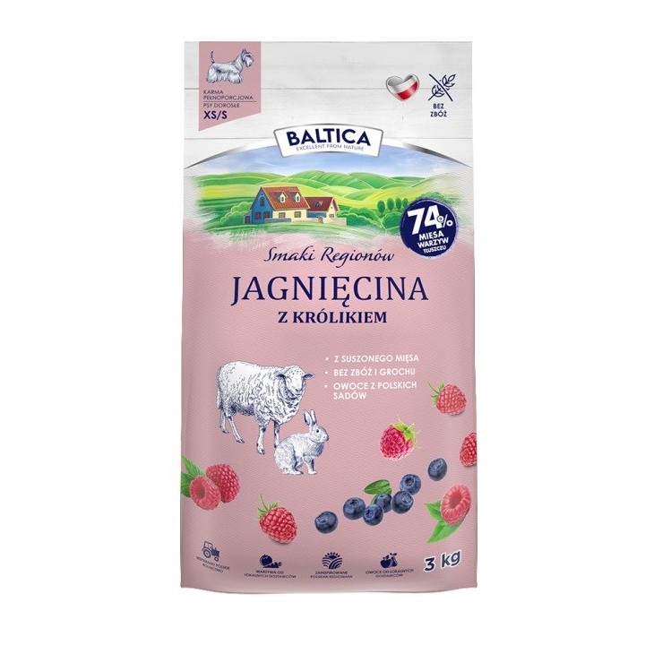 BALTICA Smaki regionów Razze Small Agnello con coniglio - cibo secco per cani - 3kg