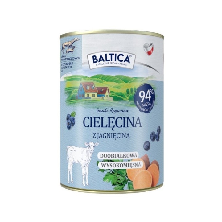 BALTICA Smaki regionów Vitello con agnello - cibo umido per cani - 400g
