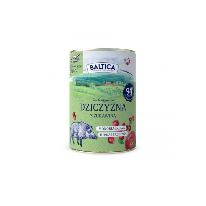 BALTICA Smaki regionów Cervo con mirtilli rossi - cibo umido per cani - 400g