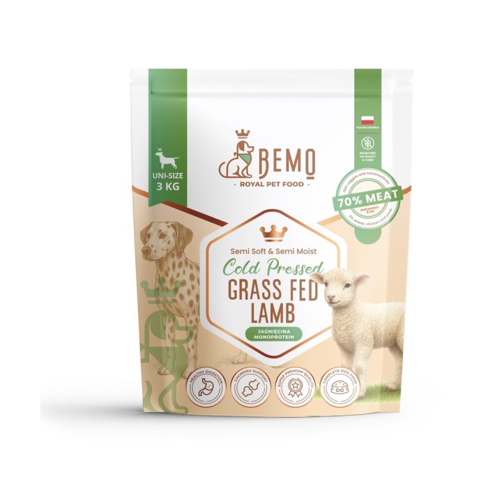 BEMO Agnello alimentato a erba pressato a freddo - cibo secco per cani - 3kg