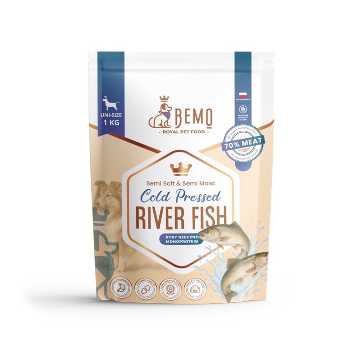 BEMO Pesce di fiume pressato a freddo Mono - cibo secco per cani - 1kg