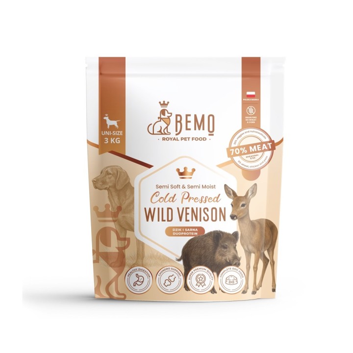 BEMO Cervo selvatico pressato a freddo - cibo secco per cani - 3kg