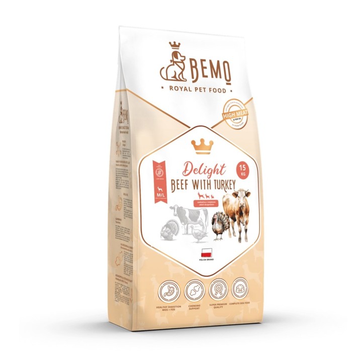 BEMO Delight Manzo con tacchino - cibo secco per cani - 15kg