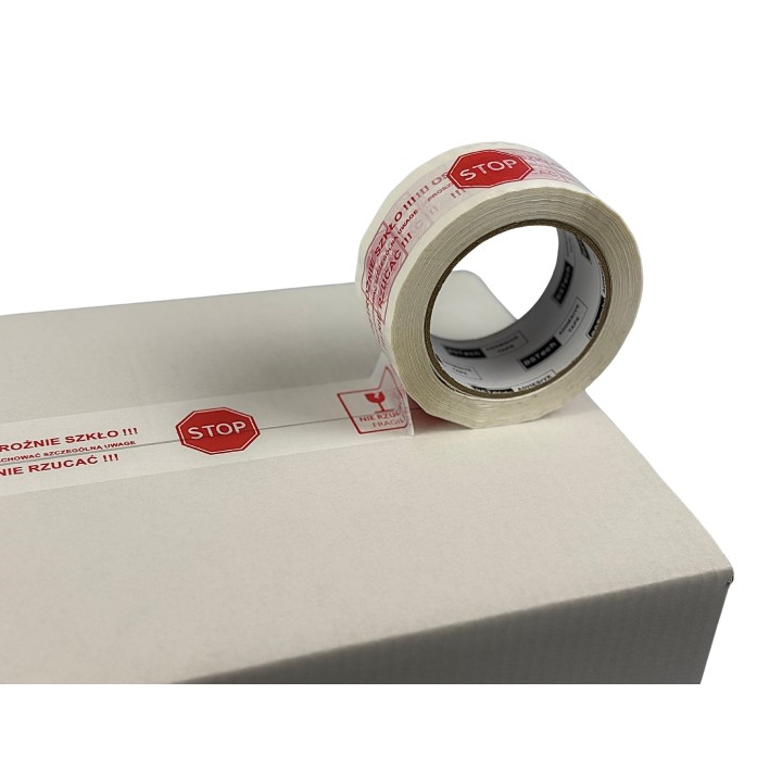 Nastro adesivo BSTech con stampa 48x100m Attenzione vetro