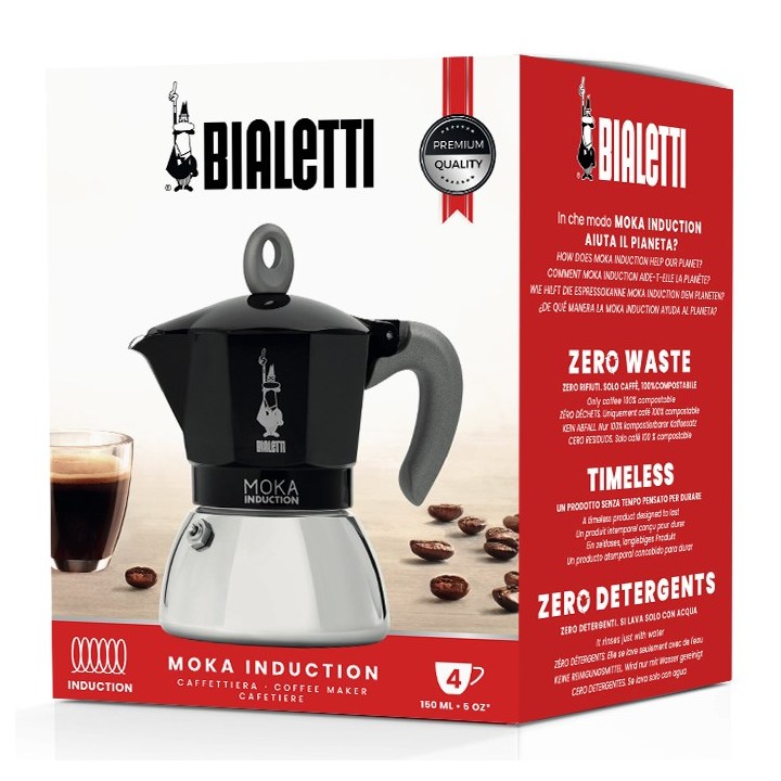 Bialetti Moka Induzione Caffettiera Moka 4TZ nero