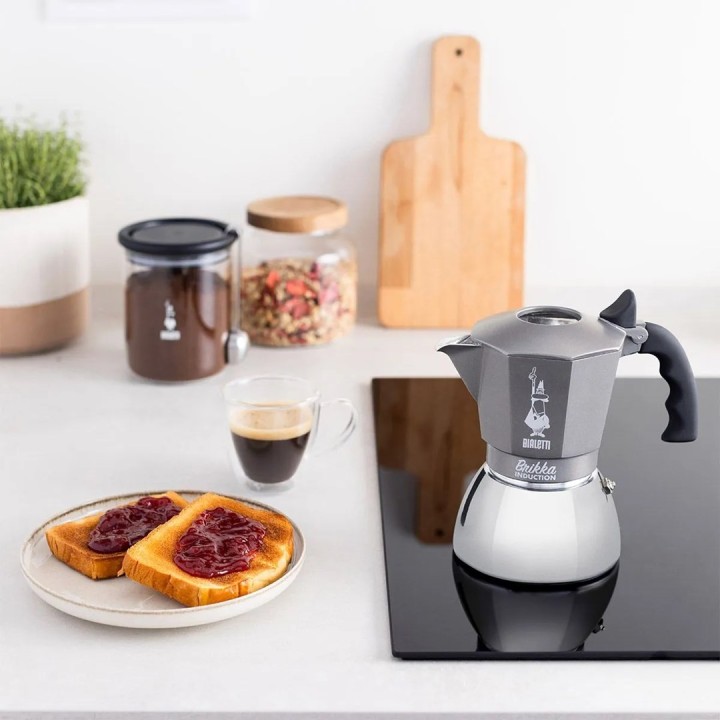 Caffettiera BIALETTI BRIKKA INDUCTION 4TZ 180 ml antracite argento