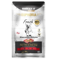 BIOFEED Euphoria Fresh Adult Maiale e manzo XS/S - cibo secco per cani - 500g