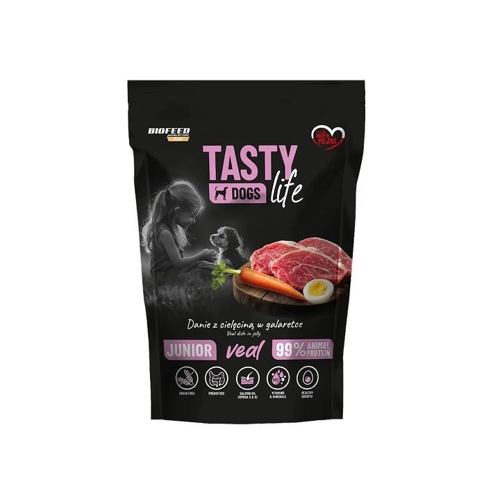 BIOFEED Tasty Dogs Life Junior Vitello - cibo umido per cani - 500g