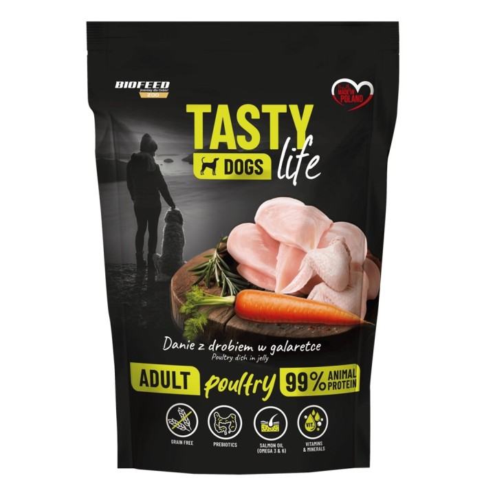 BIOFEED Tasty Dogs Life Pollame - cibo umido per cani - 500g