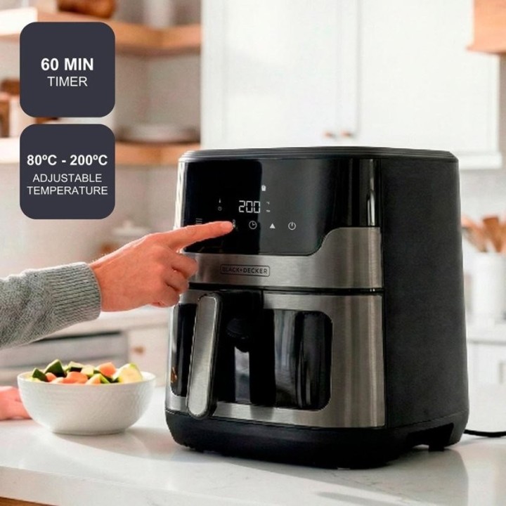 Black+Decker BXAF8001E 1700 W 8 L friggitrice ad aria senza olio nera