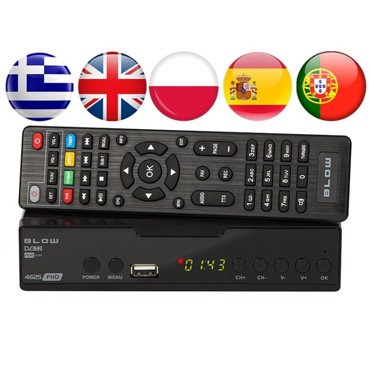 DVB-T2 decoder BLOW 4625FHD H.265 H.265 V2 sintonizzatore