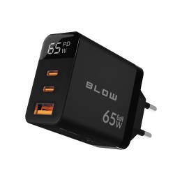 Caricabatterie da parete LCD USB + USB-Cx2 PD 65W GAN wattmetro nero