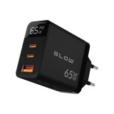 Caricabatterie da parete LCD USB + USB-Cx2 PD 65W GAN wattmetro nero