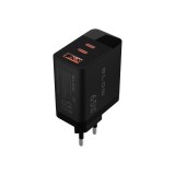 Caricabatterie da parete LCD USB + USB-Cx2 PD 65W GAN wattmetro nero