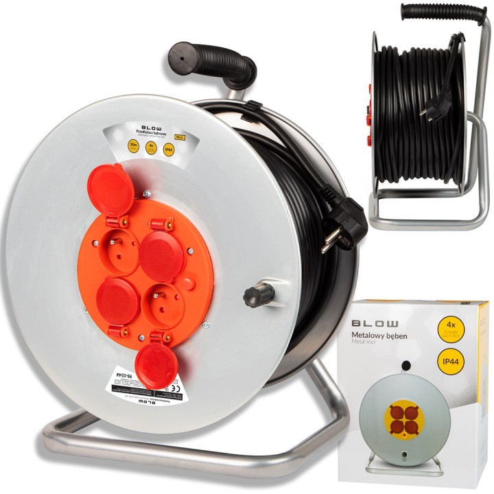 PR-61 Prolunga 4 prese con messa a terra 50m tamburo metallo 3x2.5mm
