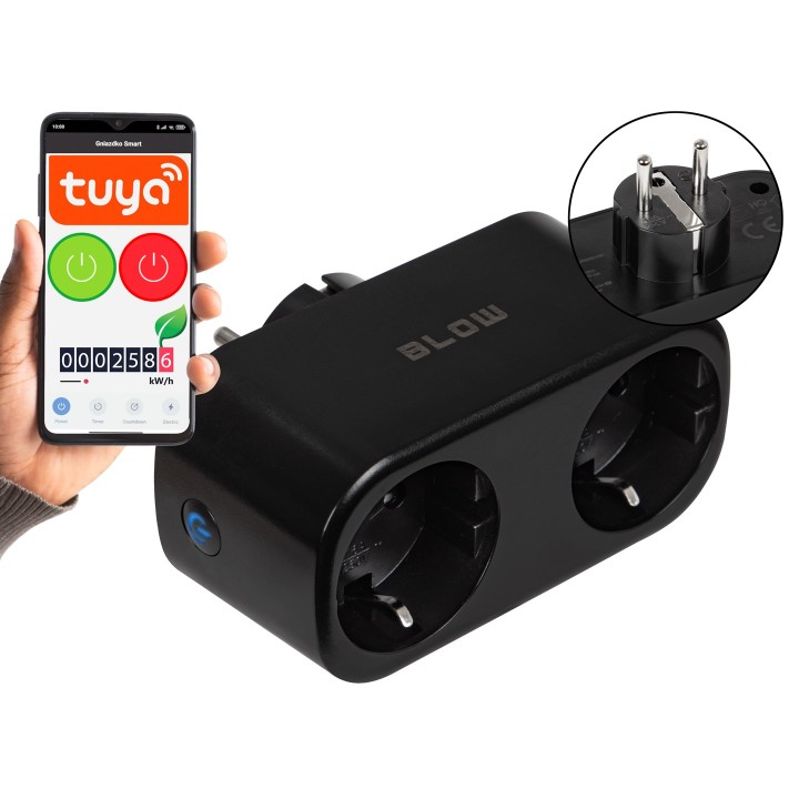 TUYA presa intelligente doppia controllata via WiFi nera