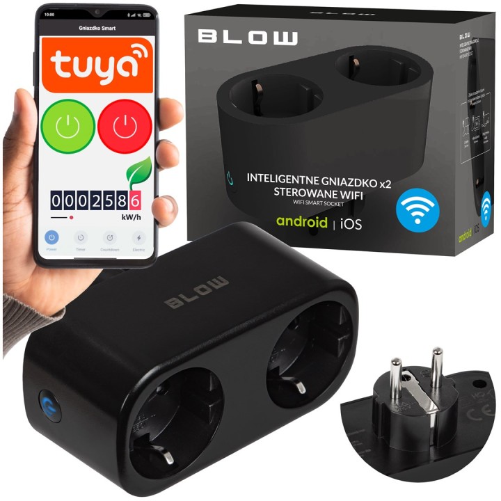 TUYA presa intelligente doppia controllata via WiFi nera
