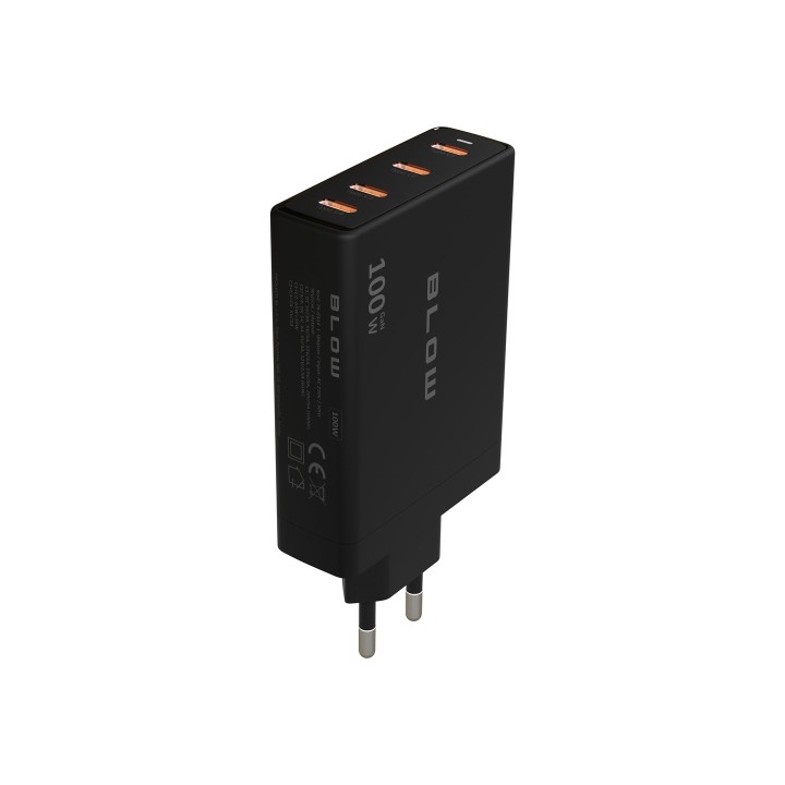 Caricabatterie da parete USB-Cx4 PD 100W GAN nero