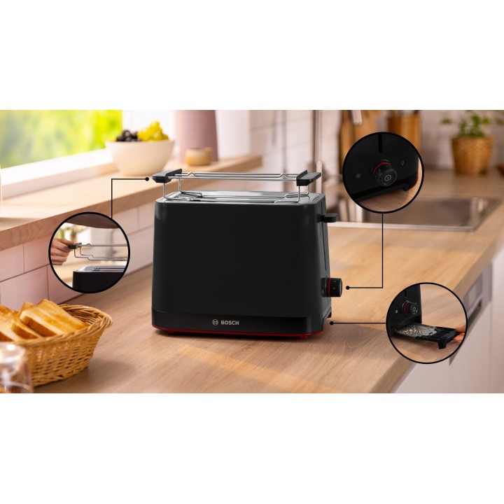 Bosch TAT3M123 Tostapane 2 fette 950 W Nero