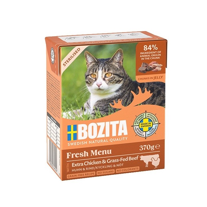 BOZITA Fresh Menu Sterilised Extra pollo con manzo - cibo umido per gatti - 370g