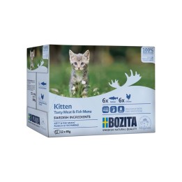 BOZITA Scatola gattini Bocconcini di carne e pesce in salsa – cibo umido per gattini – 12x85g