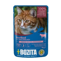 BOZITA Bocconcini di manzo sterilizzati in gelatina - cibo umido per gatti - 85g
