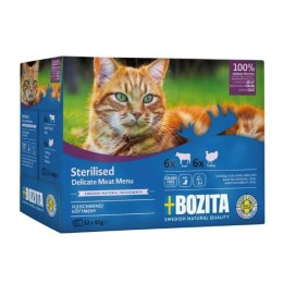 BOZITA Scatola Sterilizzato Menu carne delicata in gelatina – cibo umido per gatti – 12x85g