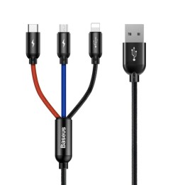 BASEUS Colorfone CAMLT-BSY01 USB cavo 1.2 m USB A 3 x USB C nero rosso blu