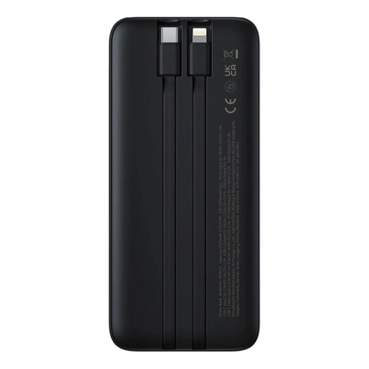 Baseus Lipow power bank con doppio cavo integrato e display 10000mAh 22.5W nero