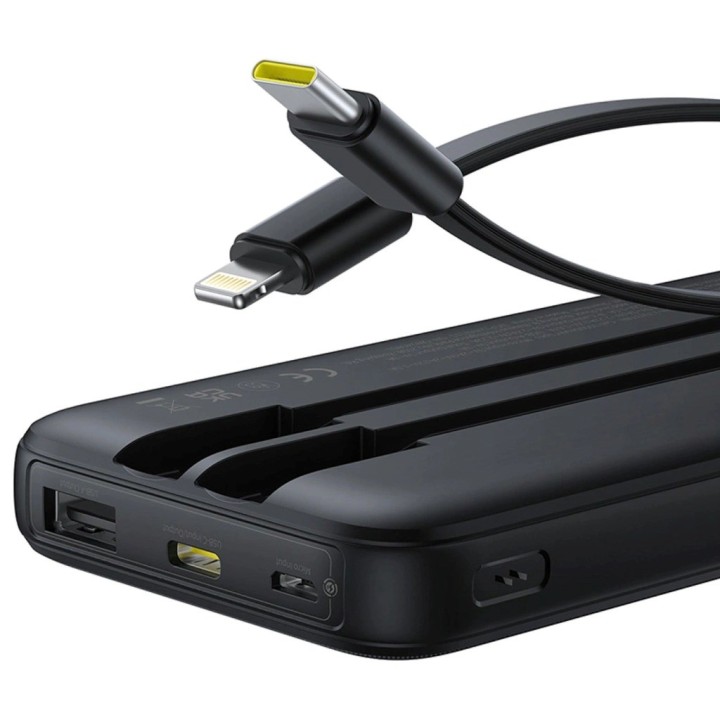 Baseus Lipow power bank con doppio cavo integrato e display 10000mAh 22.5W nero