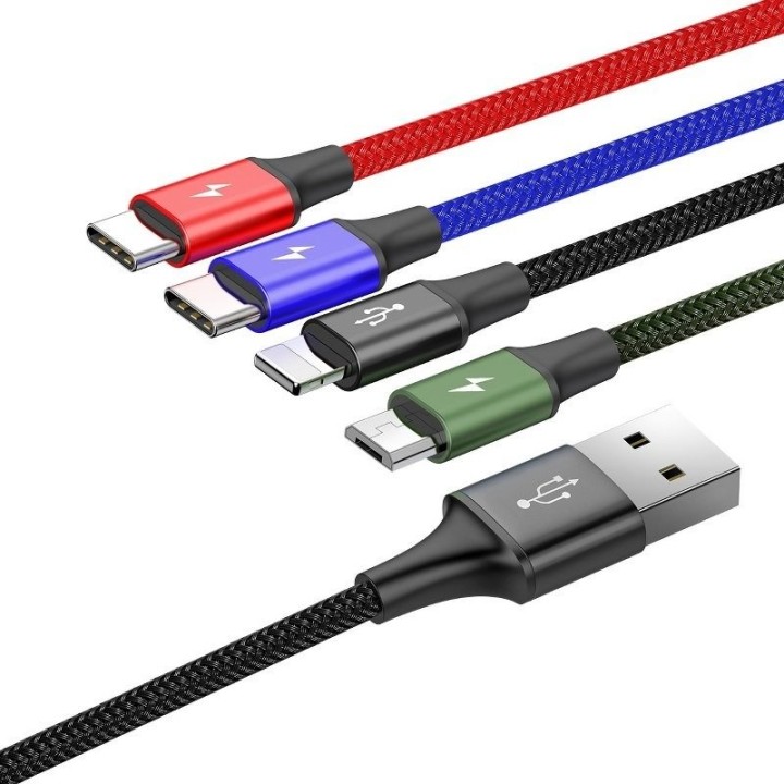 Cavo USB Baseus veloce 4in1 2xUSB-C / Lightning / Micro 3.5A 1.2m (nero)