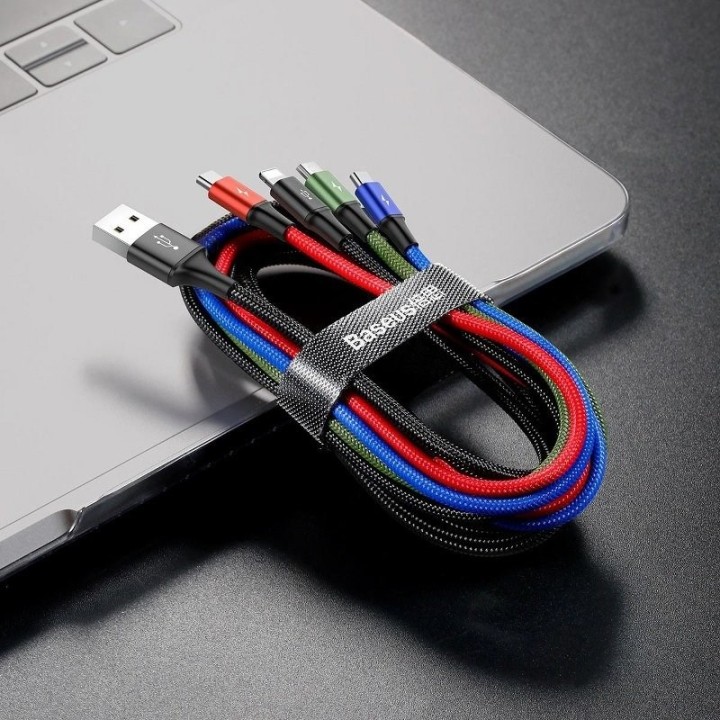 Cavo USB Baseus veloce 4in1 2xUSB-C / Lightning / Micro 3.5A 1.2m (nero)