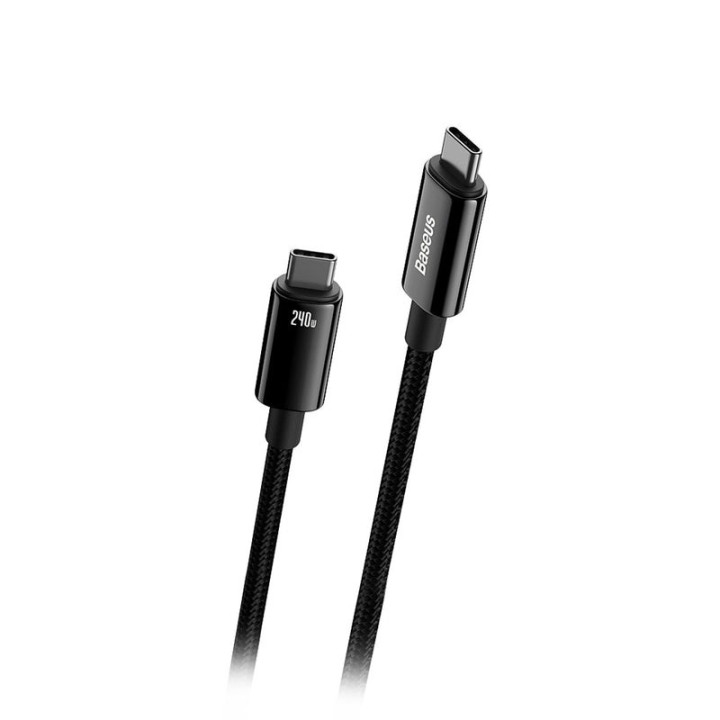 Cavo Baseus Tungsten Gold USB-C a USB-C 480 Mb/s QC 240 W PD 2 m nero