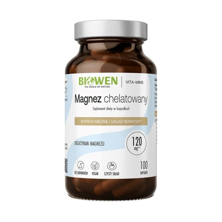 BIOWEN Magnesio chelato bisglicinato – integratore alimentare per l'uomo – 100 capsule