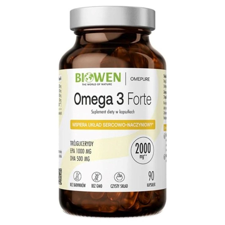 BIOWEN Omega 3 Forte 1000 mg EPA 500 mg DHA – integratore alimentare per l'uomo – 90 capsule