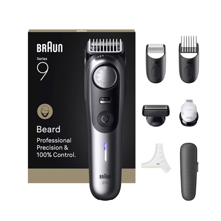 Braun BeardTrimmer 9 BT9520 trimmer per barba a batteria 52 2 cm bagnato e asciutto nero grigio